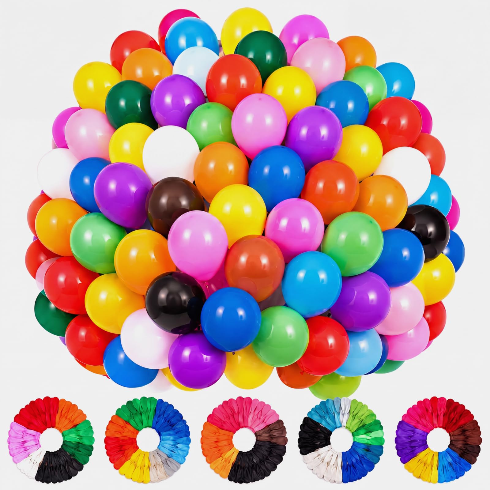 Assorted Rainbow Latex Balloons 12 Inch 1700 Pack