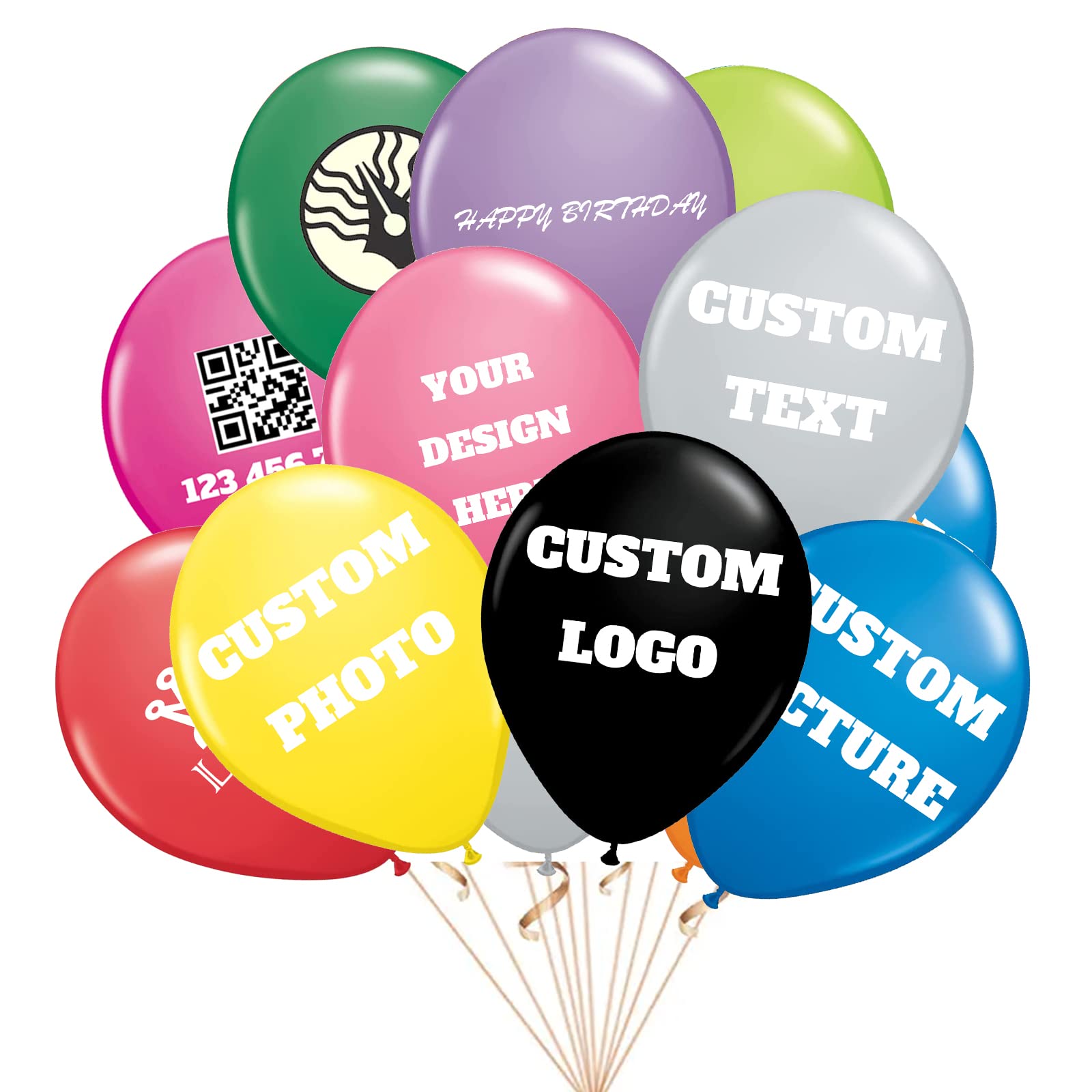 Custom Printed Balloons 1000 Pcs with Logo Photo or Text