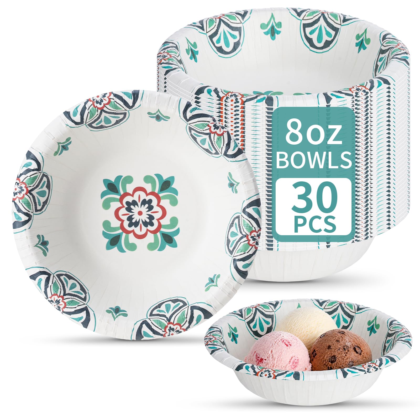 VIVAVENTURE 30 Count 8 oz Paper Bowls