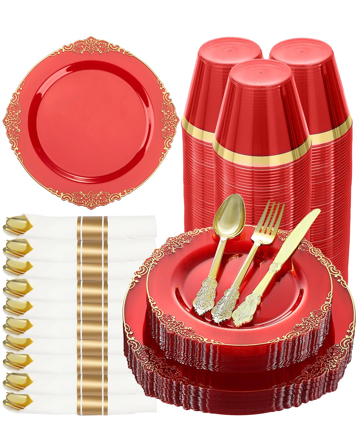 Goodluck Pre Rolled Plastic Dinnerware Set