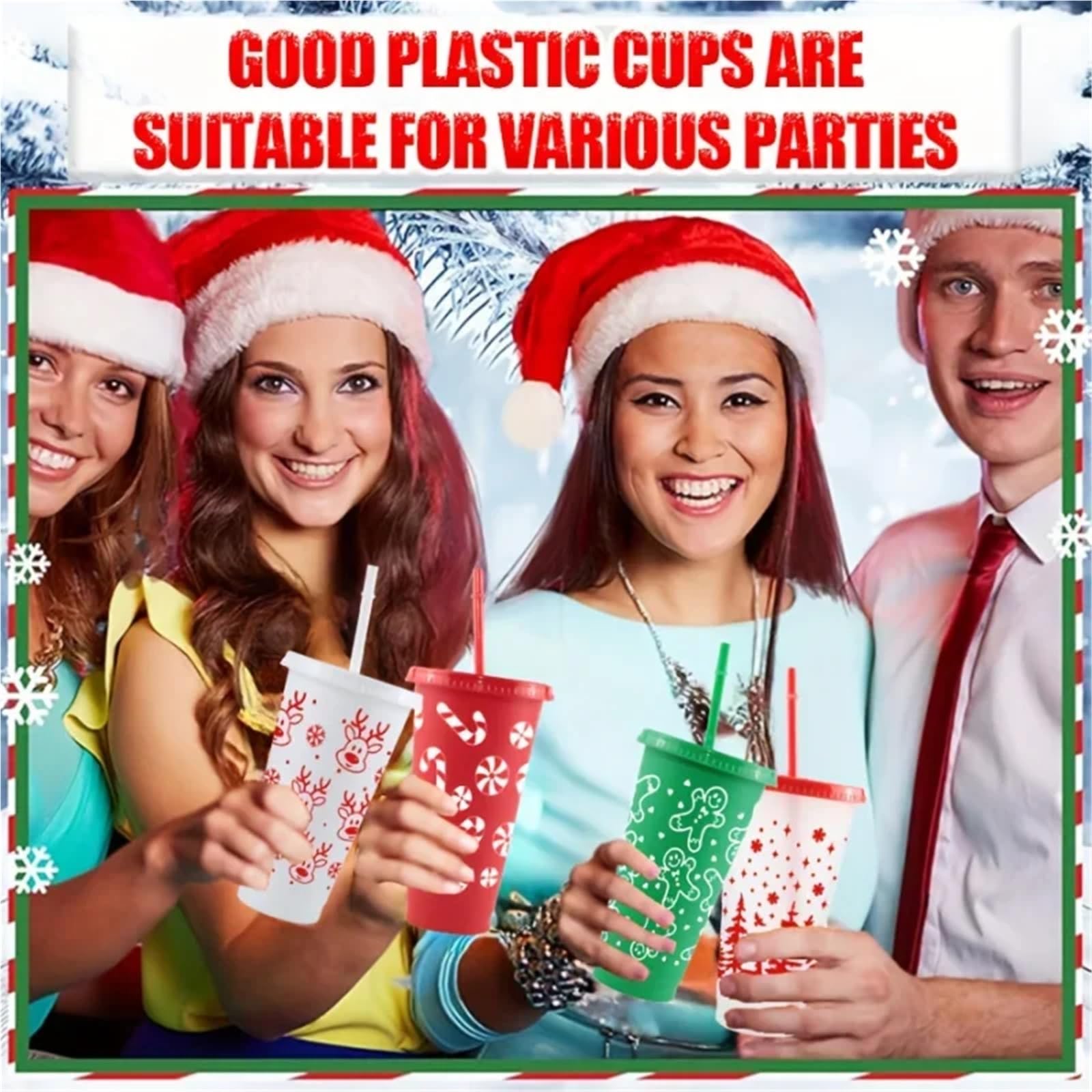 Reusable Plastic Straw Cup with Lid 24 Oz 710ML Party Tumbler
