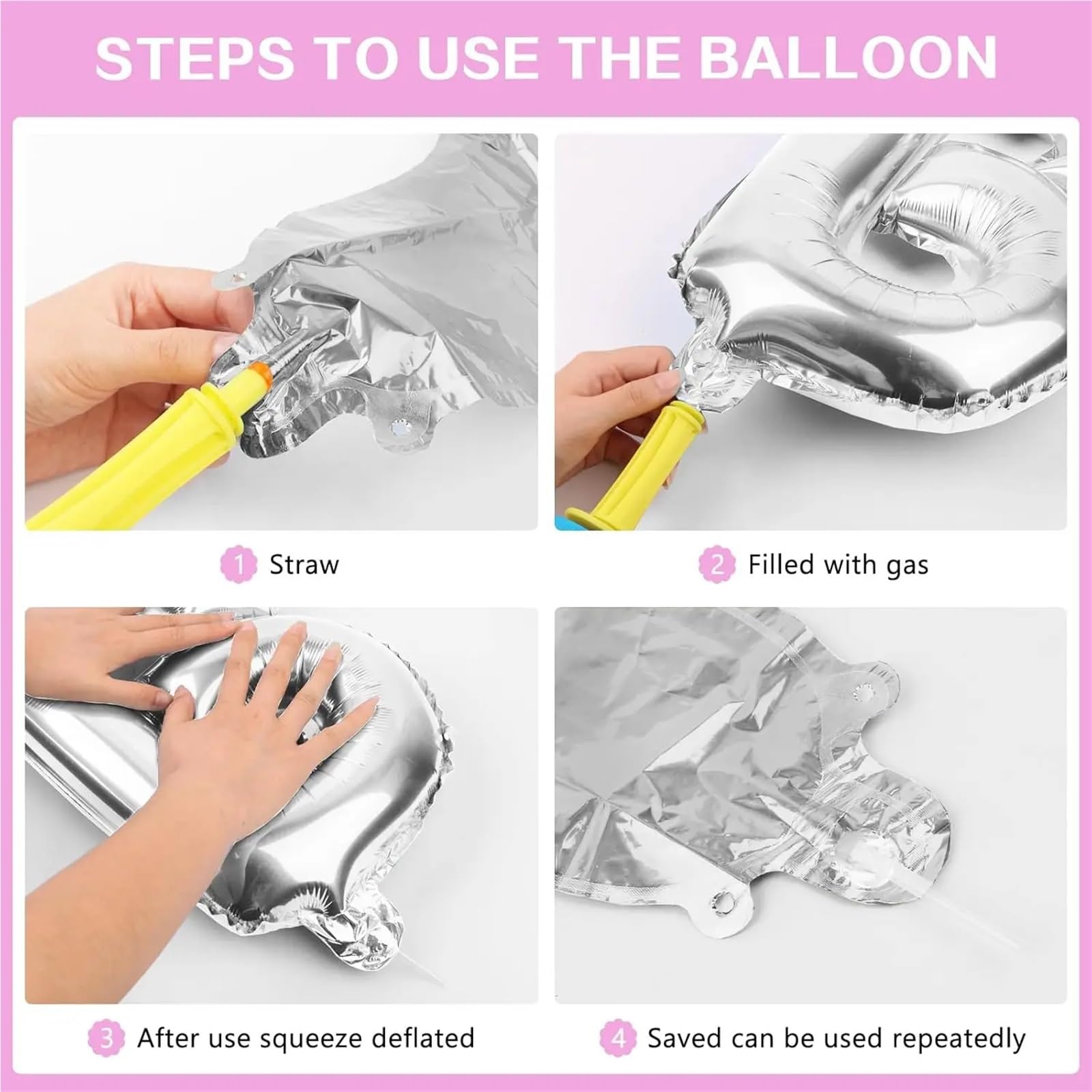 Black Silver Party Balloon Decoration Set with Heart Foil Balloons and Birthday Banner