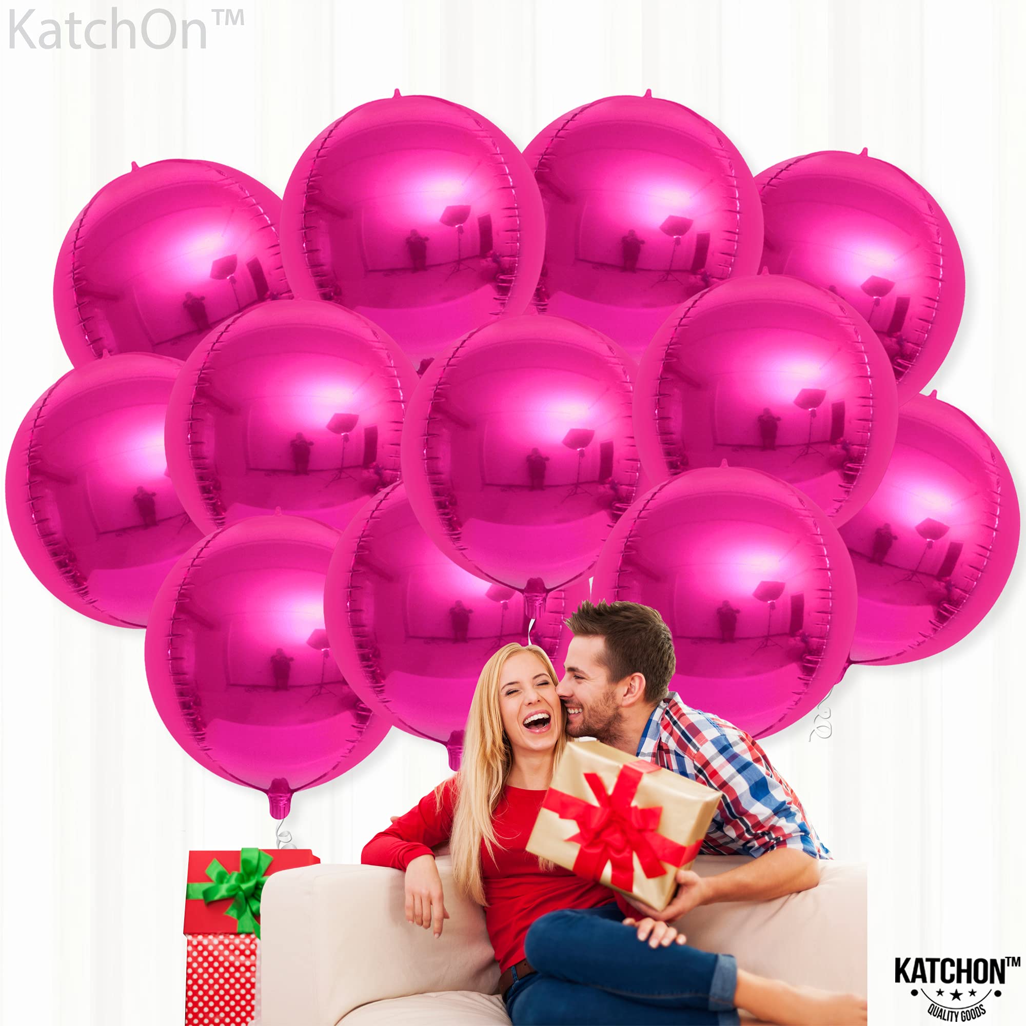 Hot Pink and Checkered Mylar Balloon Set 24 Pack Party Decoration