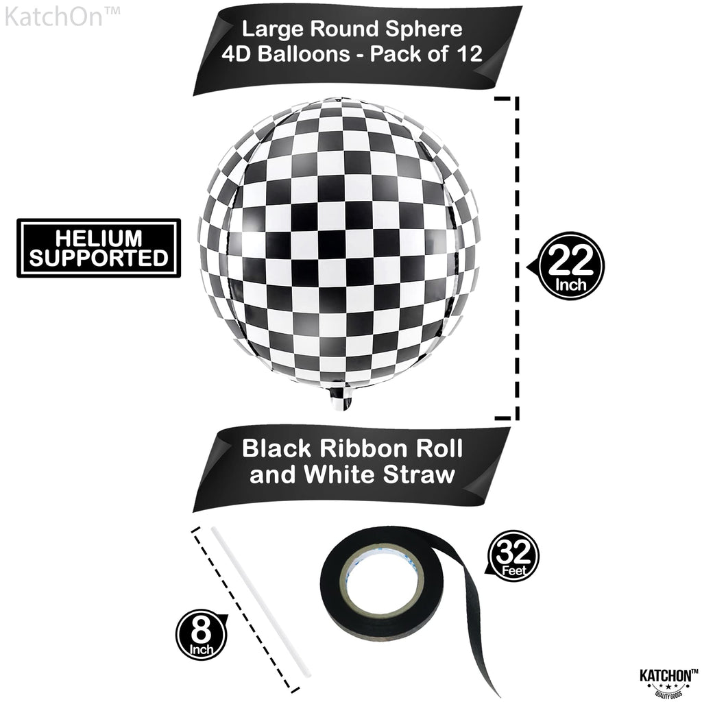 Hot Pink and Checkered Mylar Balloon Set 24 Pack Party Decoration