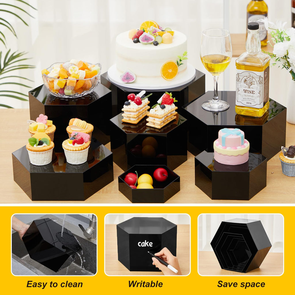 Acrylic Buffet Display Riser Set 7 Pcs Dessert Table Stand