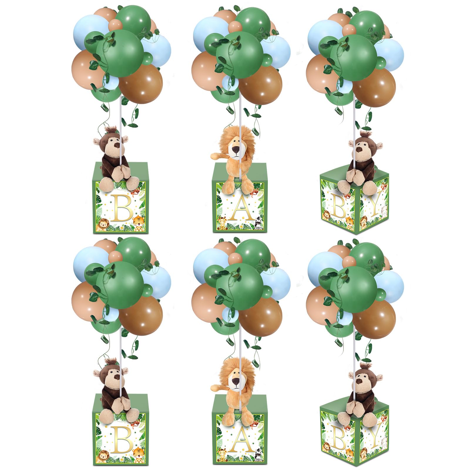 Baby Letter Box Decoration Set with Plush Bears and Balloon Stands 6 Piece Set