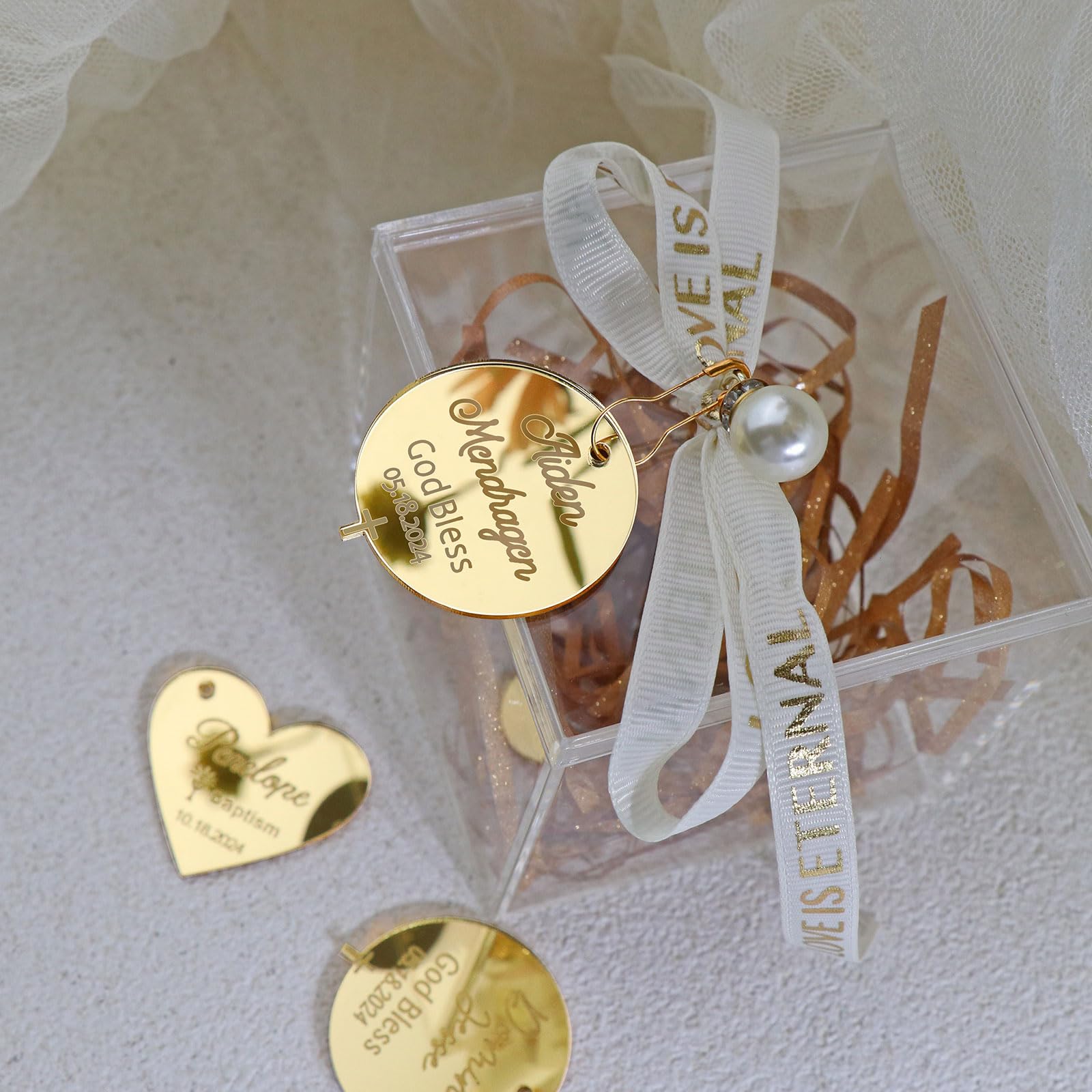 Personalized Acrylic Baptism Tags 30 Pack First Communion Party Favors