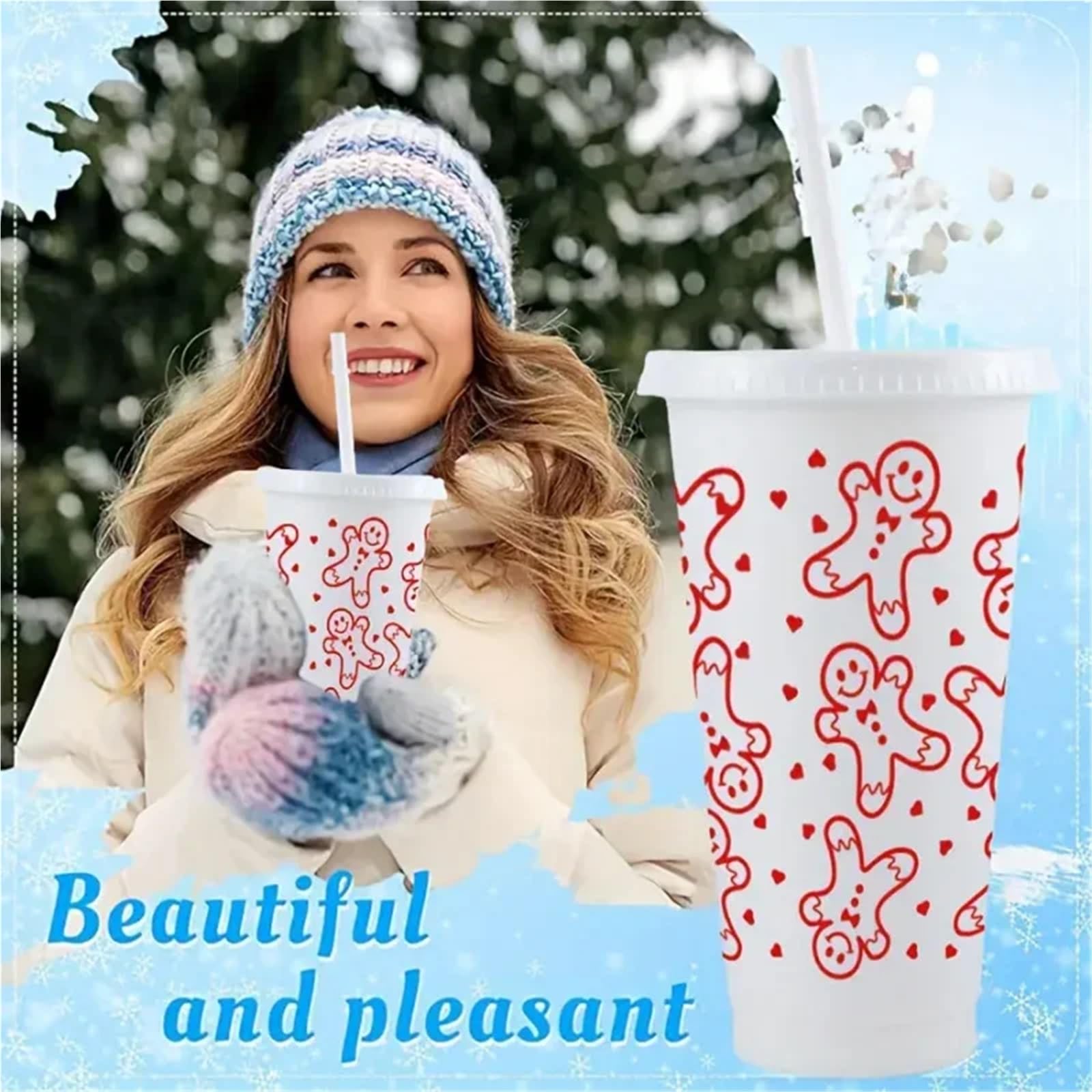 Reusable Plastic Straw Cup with Lid 24 Oz 710ML Party Tumbler
