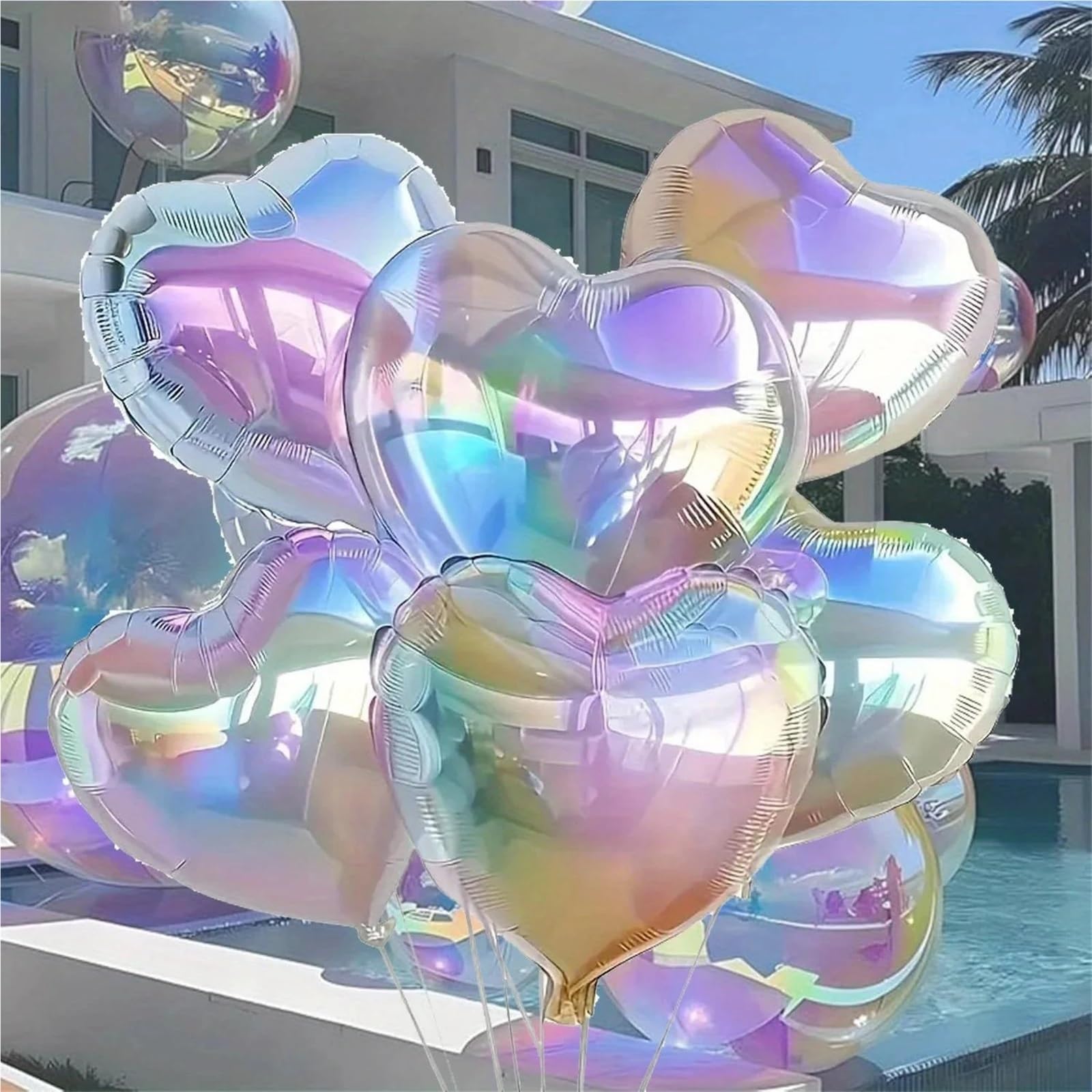 Silver Glitter Heart Balloons 18in Foil Love Shape for Valentine Decor