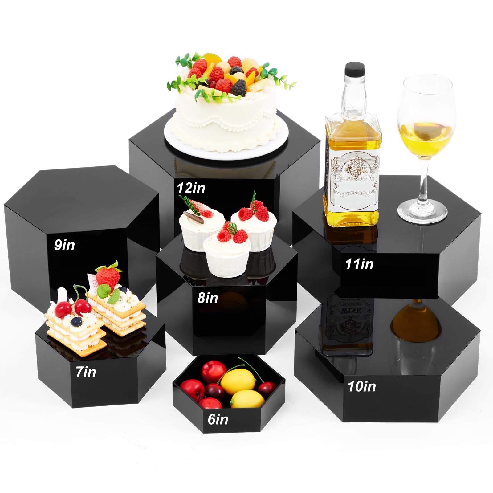 Acrylic Buffet Display Riser Set 7 Pcs Dessert Table Stand