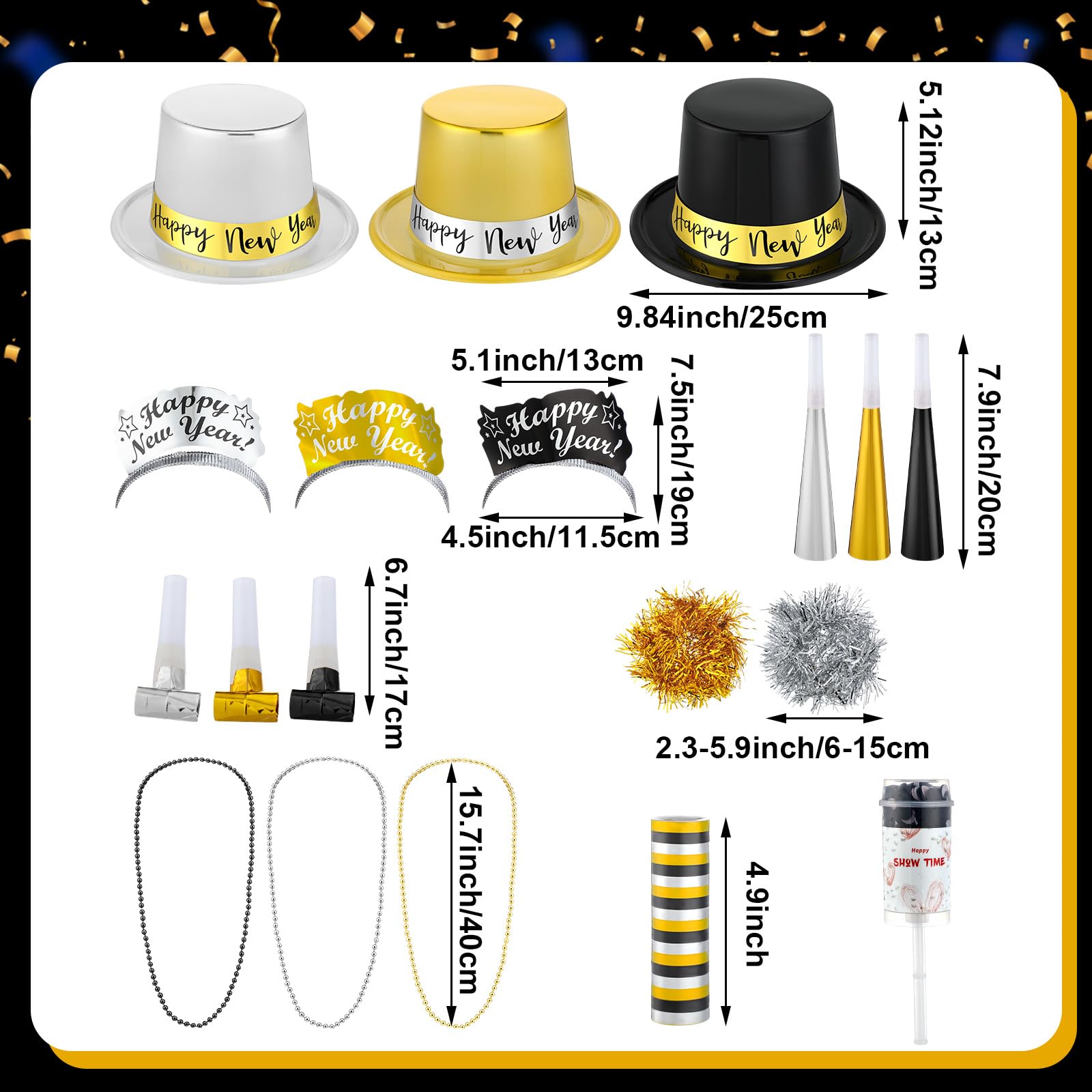 New Year's Eve Party Decoration Kit for 24 Guests 106 Piece Celebration Set