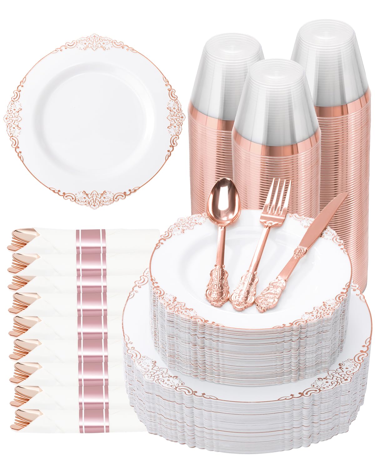 Goodluck Pre Rolled Plastic Dinnerware Set