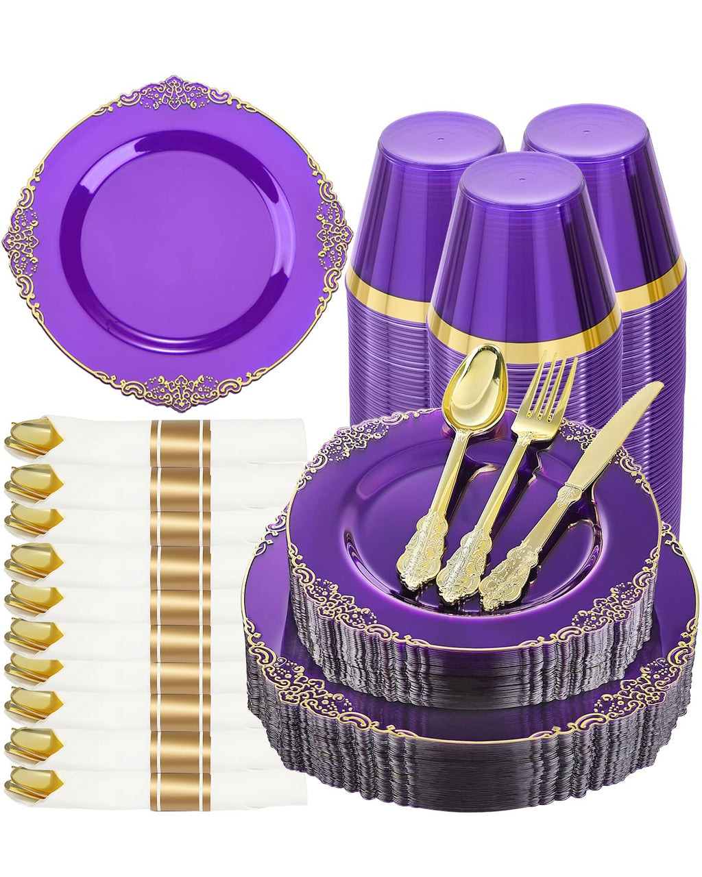 Goodluck Pre Rolled Plastic Dinnerware Set