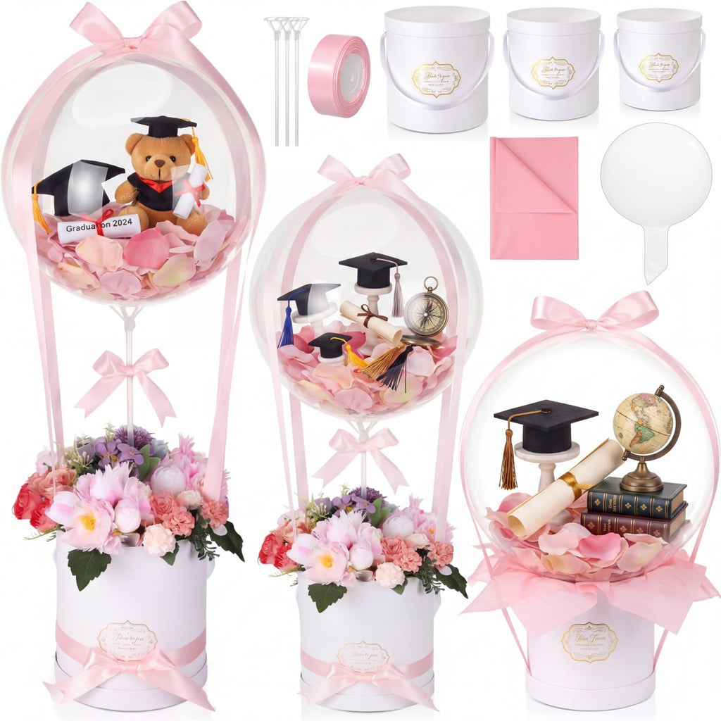 DIY Graduation Surprise Gift Box with Clear Bobo Balloons 3 Set