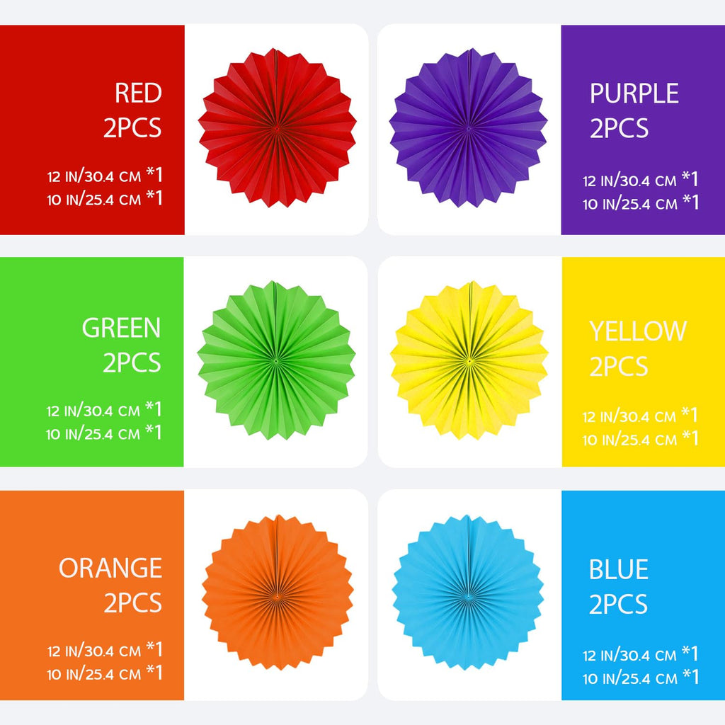 AimtoHome Paper Round Fan Set (12 Pcs)