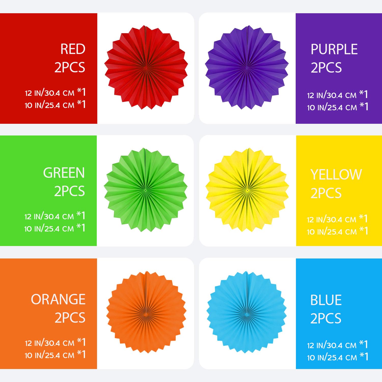AimtoHome Paper Round Fan Set (12 Pcs)