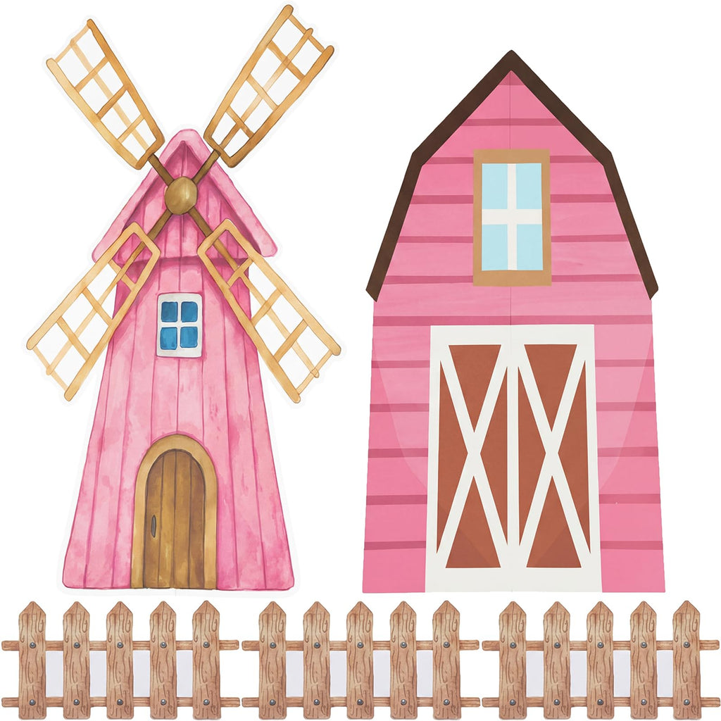 Honoson Large Farm Party Decorations Barn Cardboard Backdrop