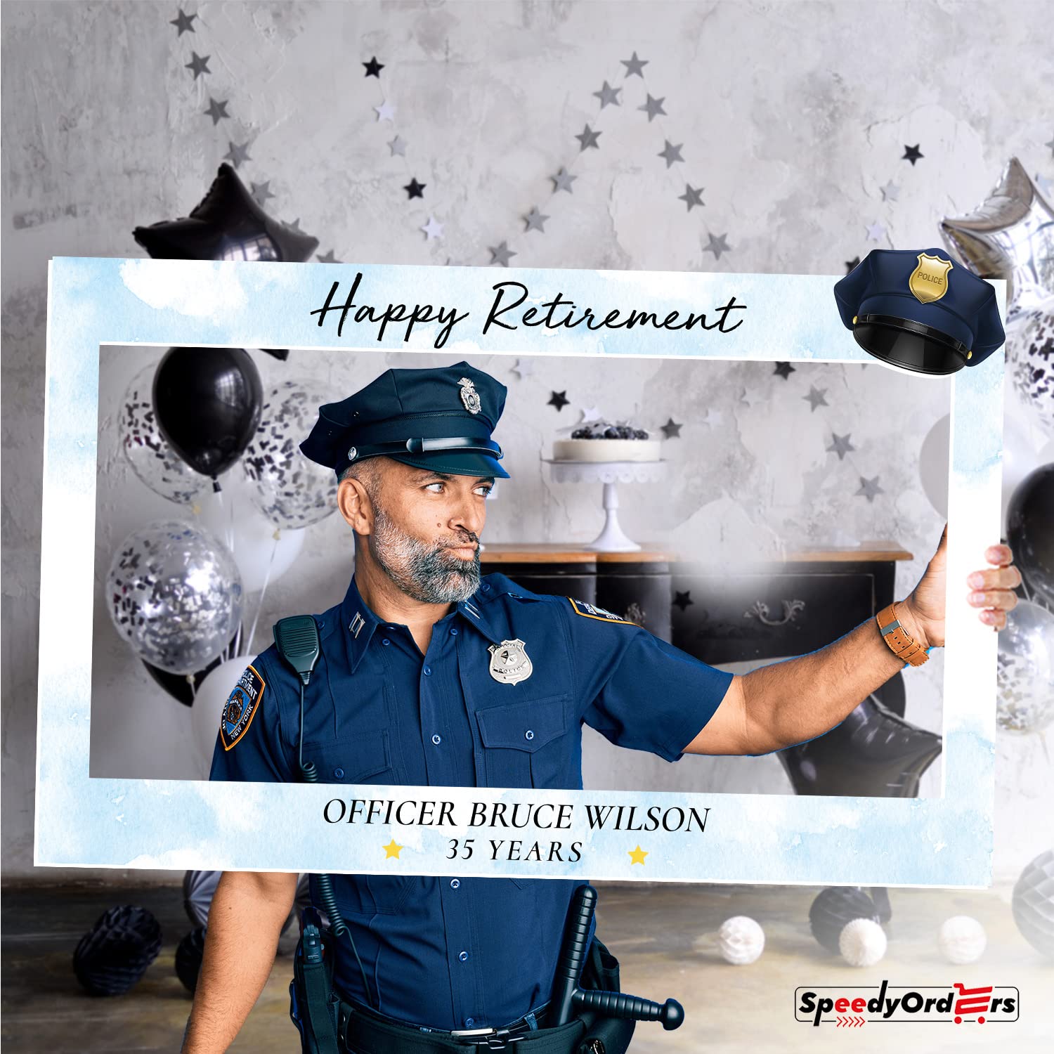 Personalized Police Retirement Photo Booth Frame Custom PVC Party Prop