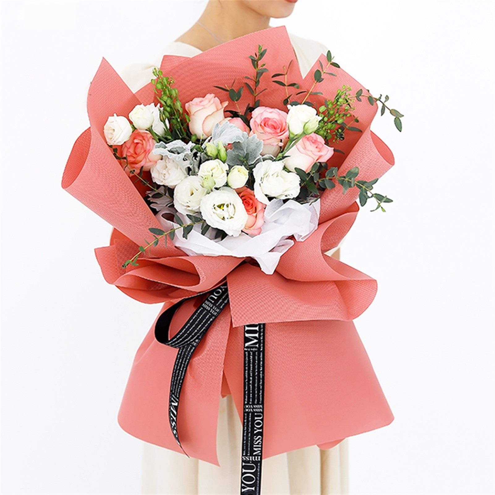 Waterproof Embossed Flower Wrapping Paper 20 Sheets Bouquet Gift Wrap