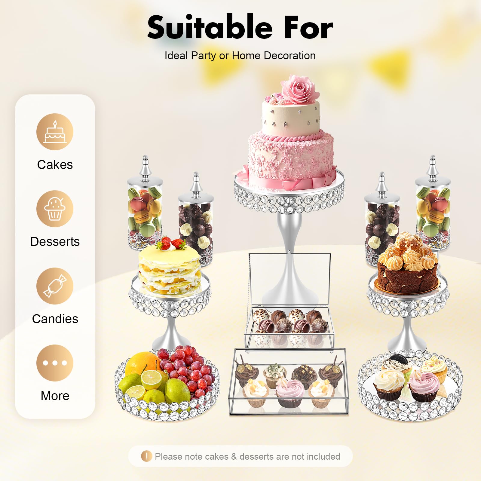 Silver Cake Stand Set 11 Piece Dessert Display Collection