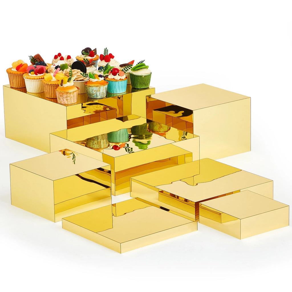 Acrylic Buffet Display Riser Set 7 Pcs Dessert Table Stand