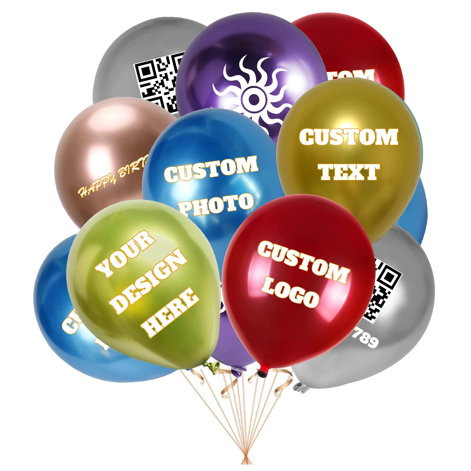 Custom Printed Balloons 1000 Pcs with Logo Photo or Text