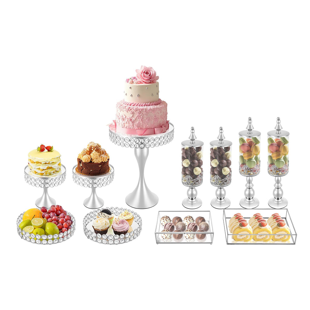 Silver Cake Stand Set 11 Piece Dessert Display Collection