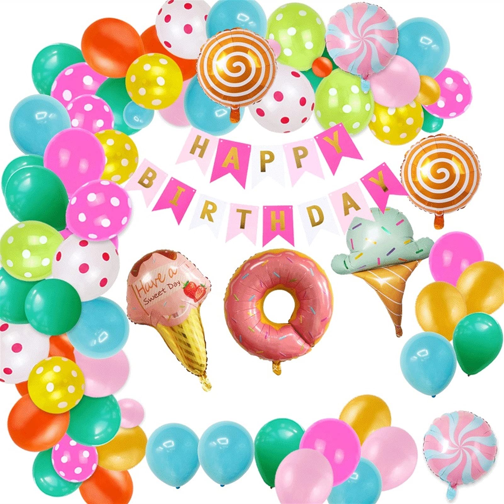 Birthday Balloon Decoration Kit with Foil Balloons Banner and Latex Balloons