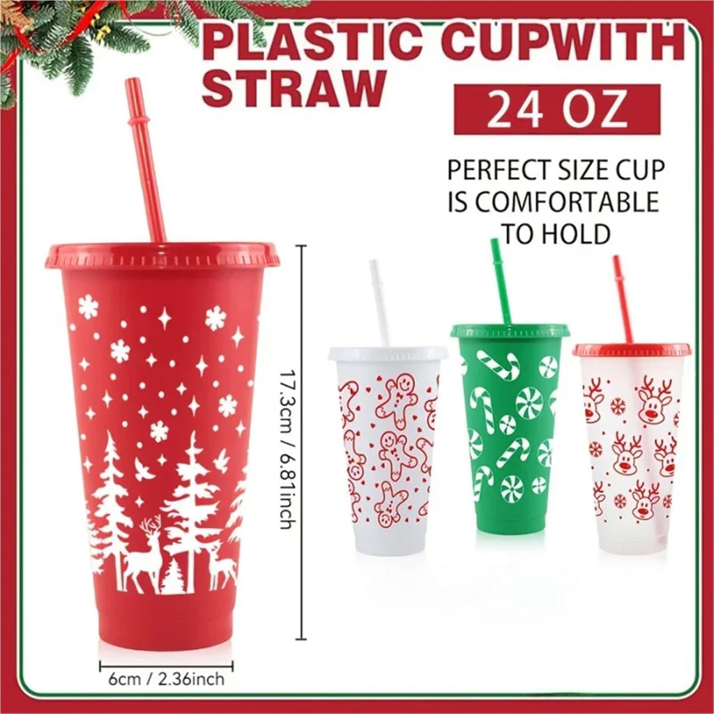 Reusable Plastic Straw Cup with Lid 24 Oz 710ML Party Tumbler