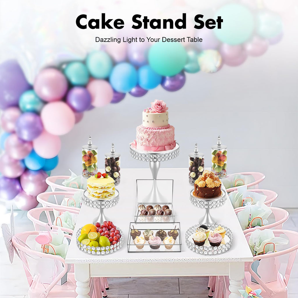 Silver Cake Stand Set 11 Piece Dessert Display Collection