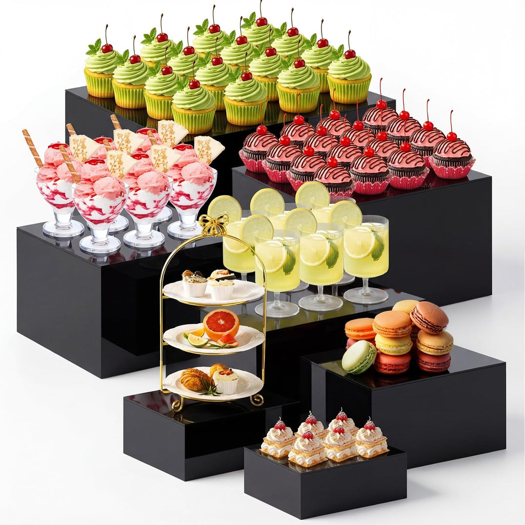 Acrylic Buffet Display Riser Set 7 Pcs Dessert Table Stand
