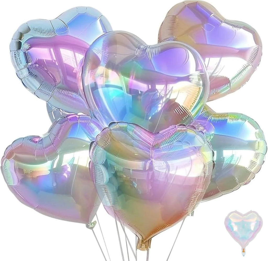 Silver Glitter Heart Balloons 18in Foil Love Shape for Valentine Decor