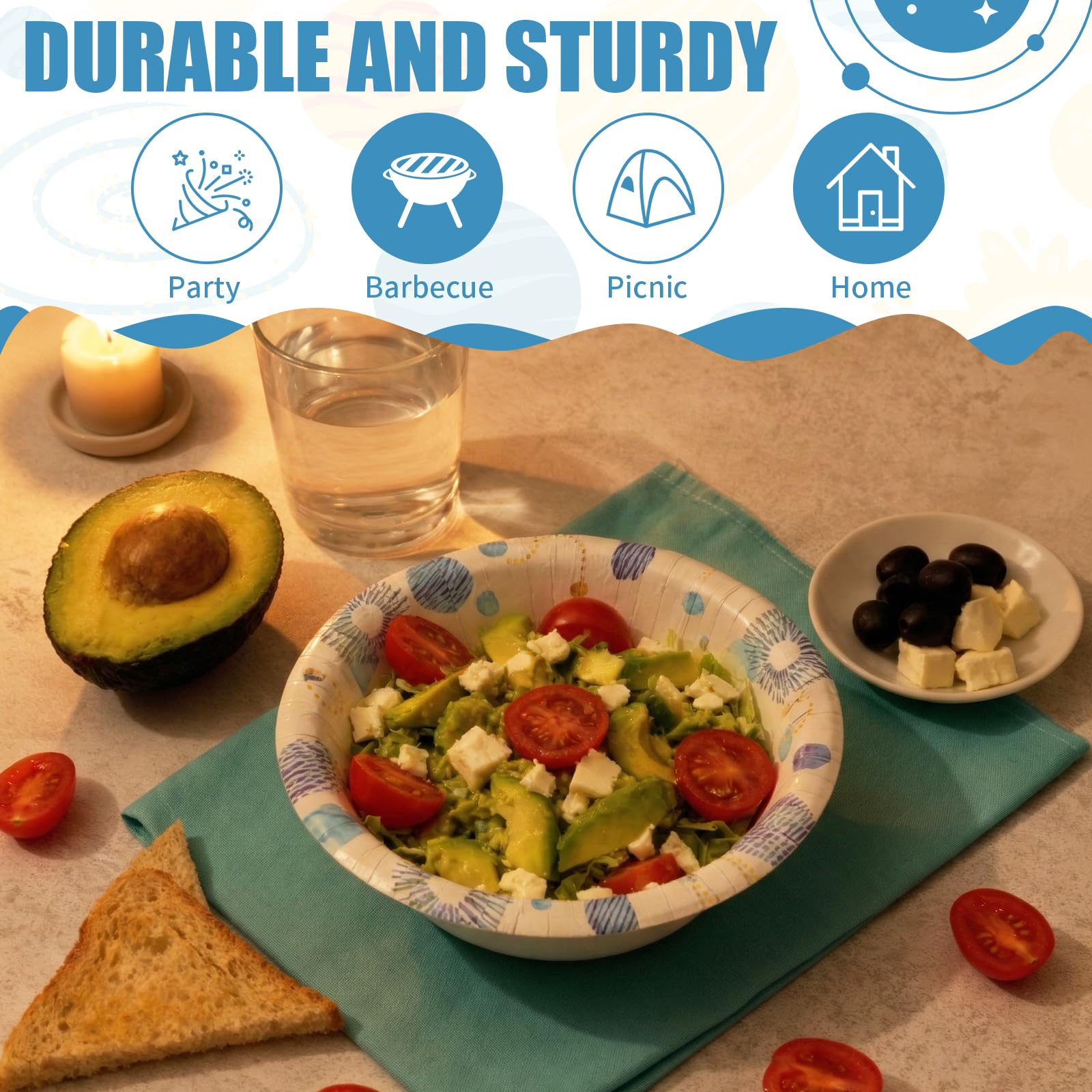 VIVAVENTURE 30 Count 8 oz Paper Bowls