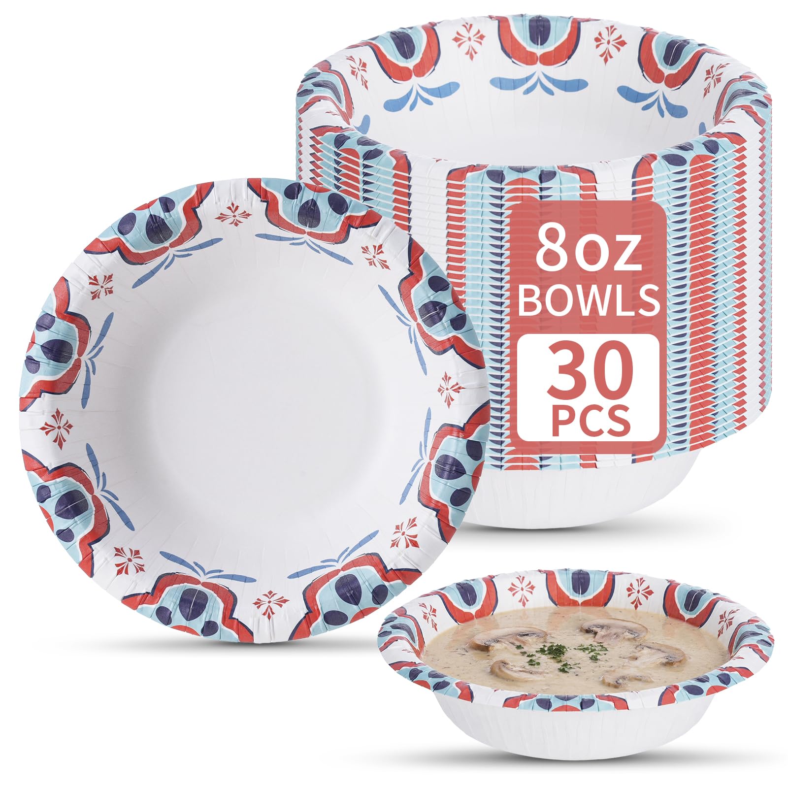 VIVAVENTURE 30 Count 8 oz Paper Bowls