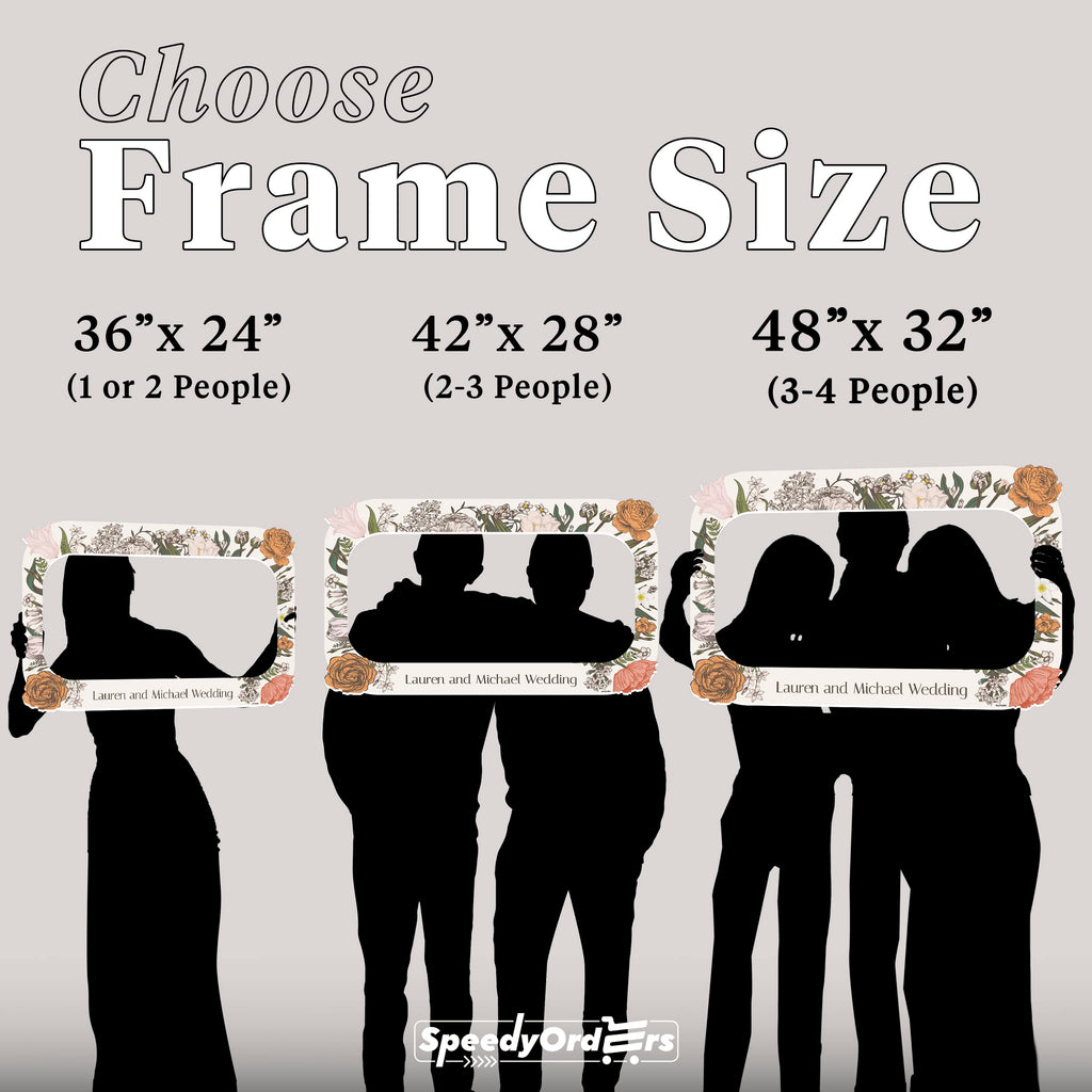 Personalized Floral Wedding Photo Booth Frame Custom PVC Photo Prop