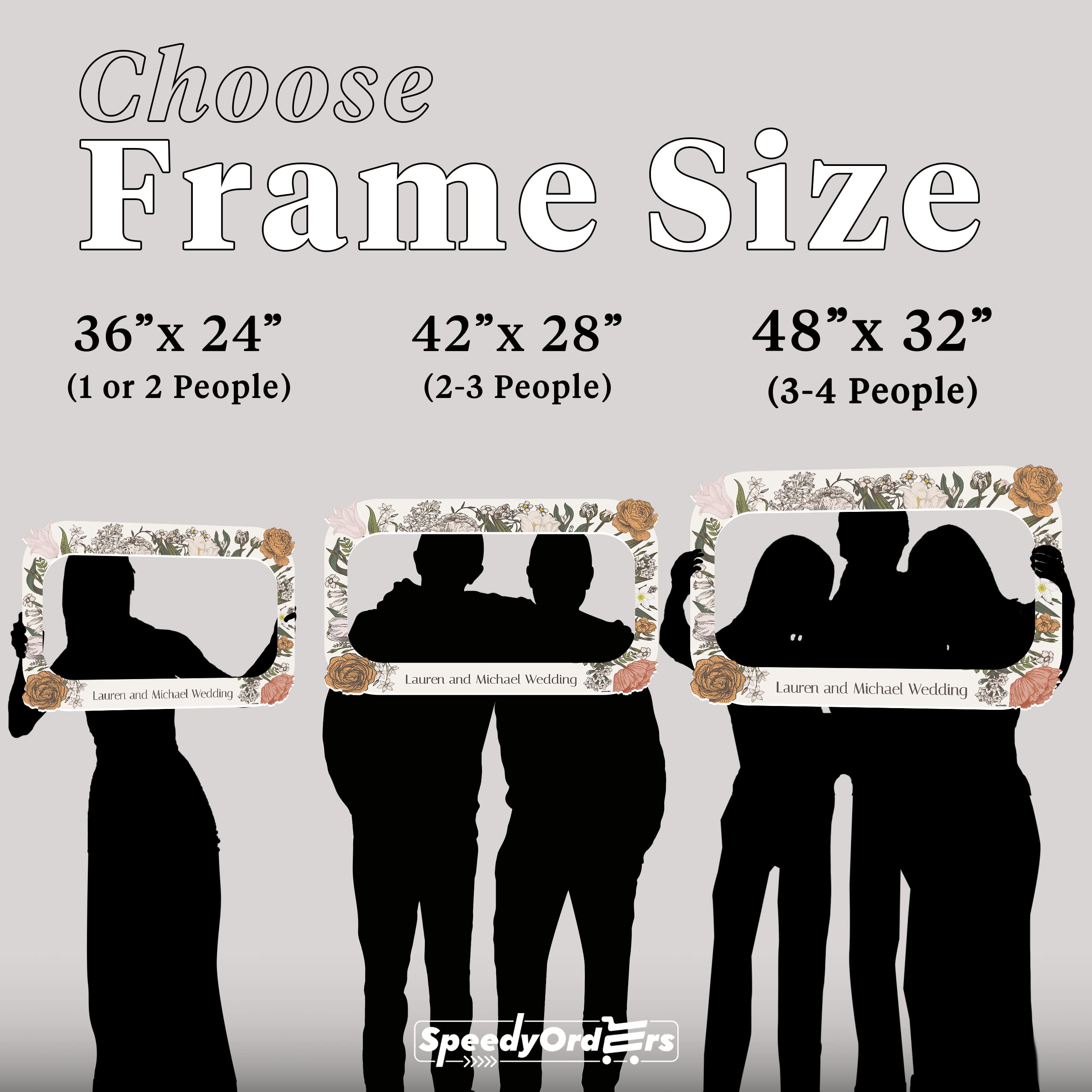 Personalized Floral Wedding Photo Booth Frame Custom PVC Photo Prop
