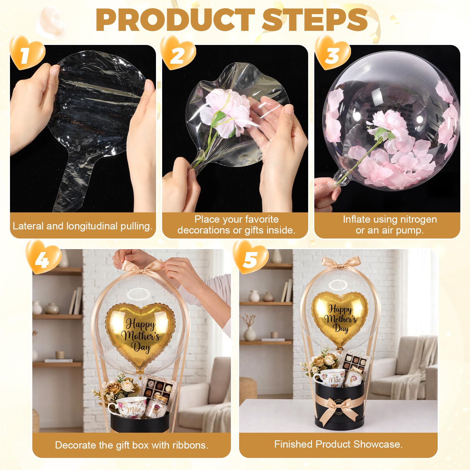 DIY Graduation Surprise Gift Box with Clear Bobo Balloons 3 Set