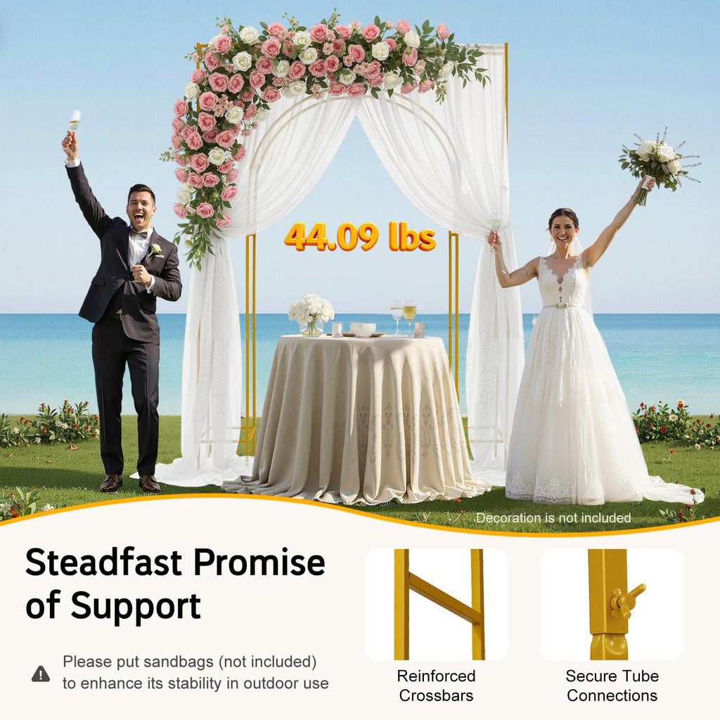 Metal Wedding Arch Backdrop Stand 5.91 x 8.2Ft Gold Balloon Arch Frame