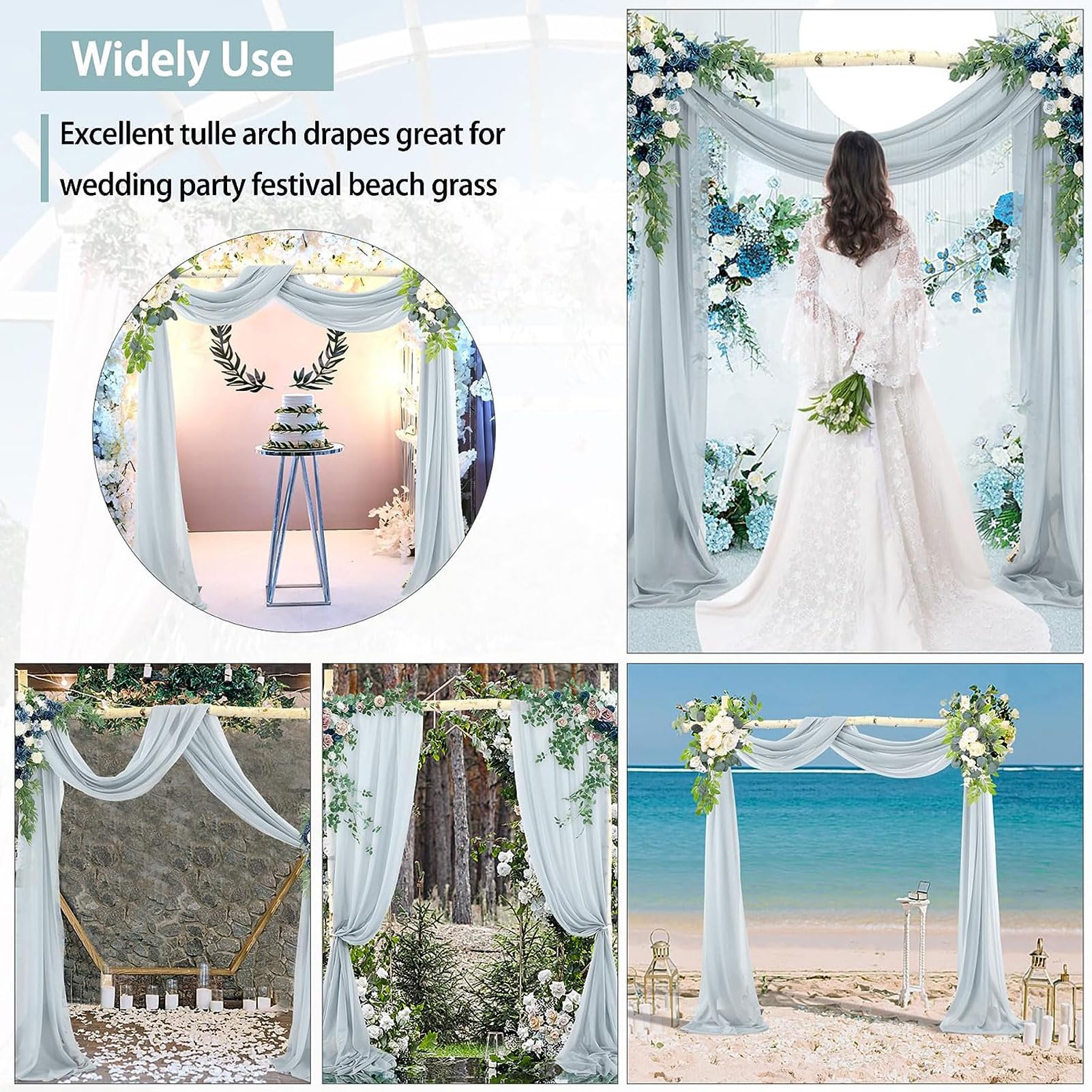 Extra Long Sheer Chiffon Backdrop Curtain 5 x 1000Cm Wedding Arch Drape