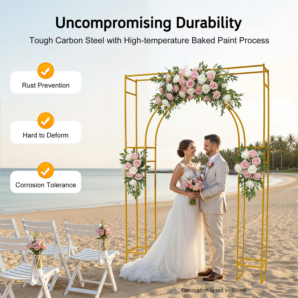 Metal Wedding Arch Backdrop Stand 5.91 x 8.2Ft Gold Balloon Arch Frame