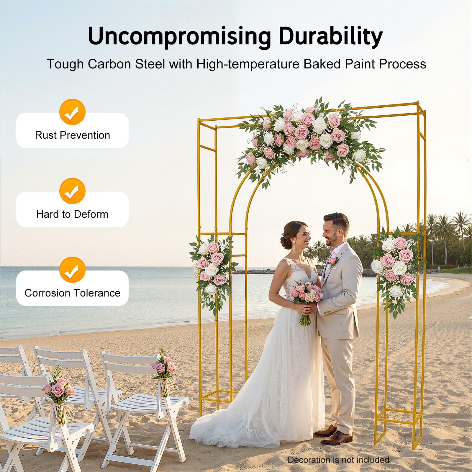 Metal Wedding Arch Backdrop Stand 5.91 x 8.2Ft Gold Balloon Arch Frame