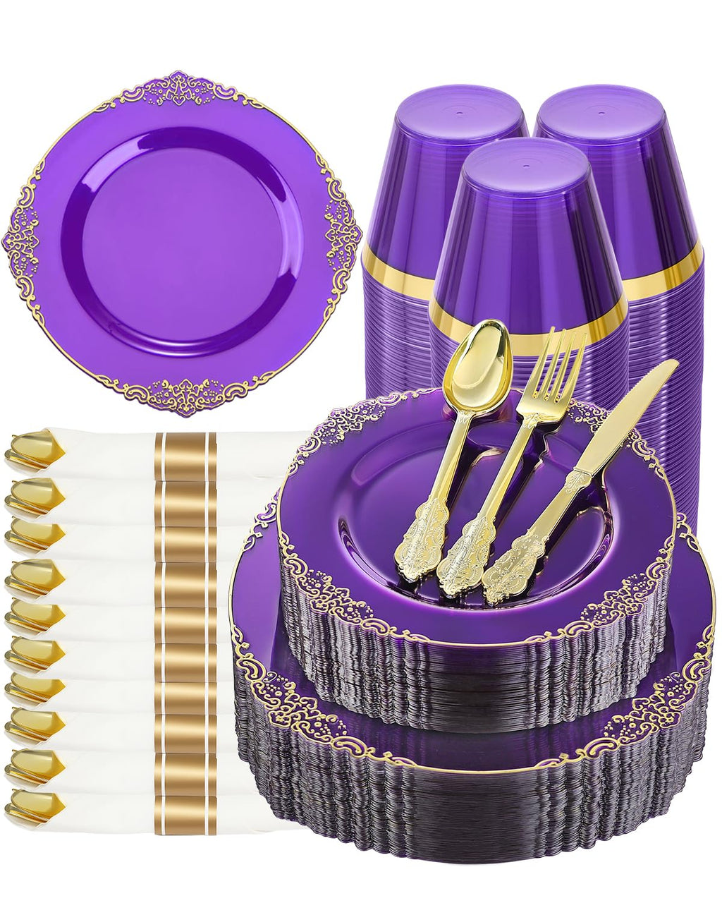 Goodluck Pre Rolled Plastic Dinnerware Set