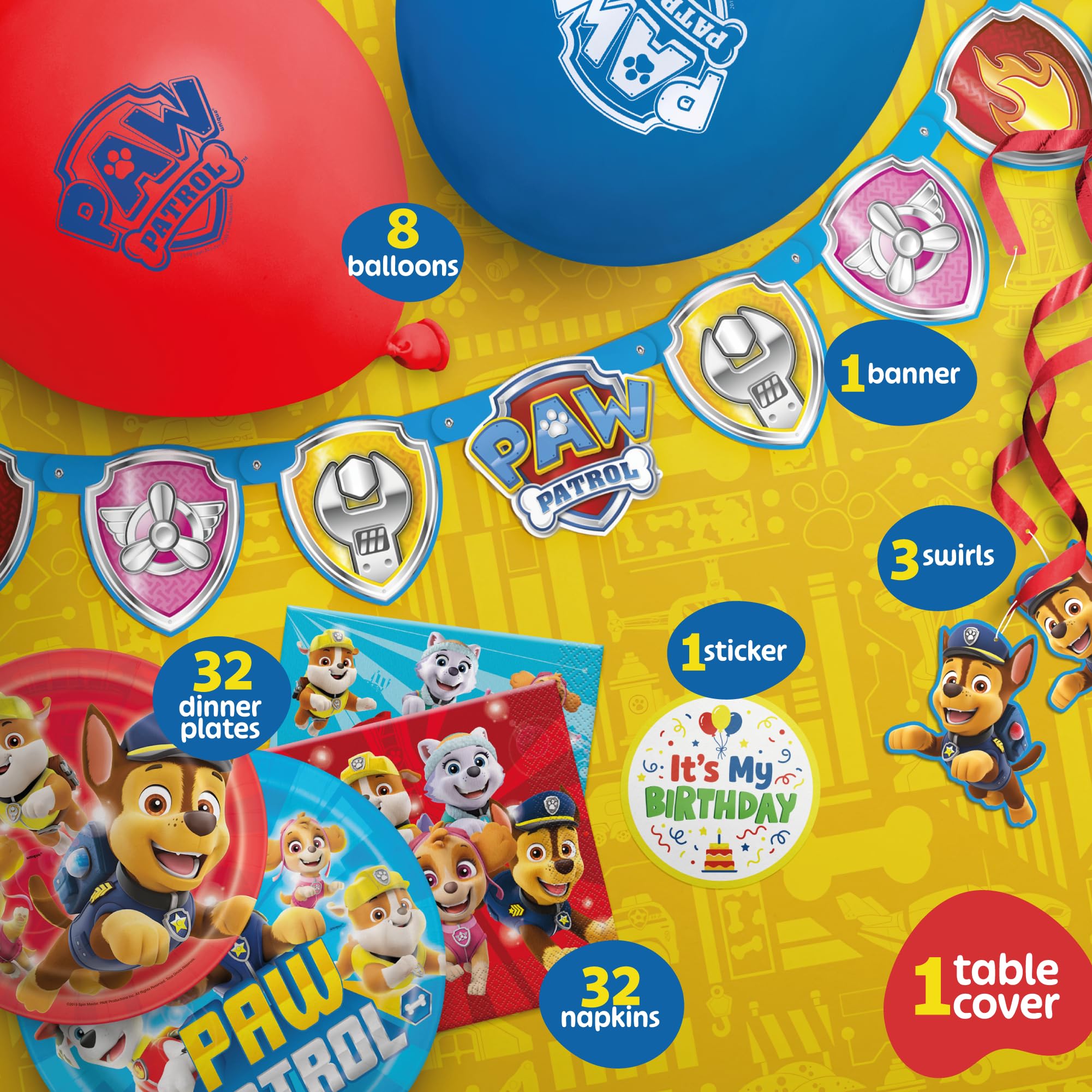Kids Birthday Party Supplies Kit for 16 Guests 79 Piece Set Plates Napkins Balloons Banner