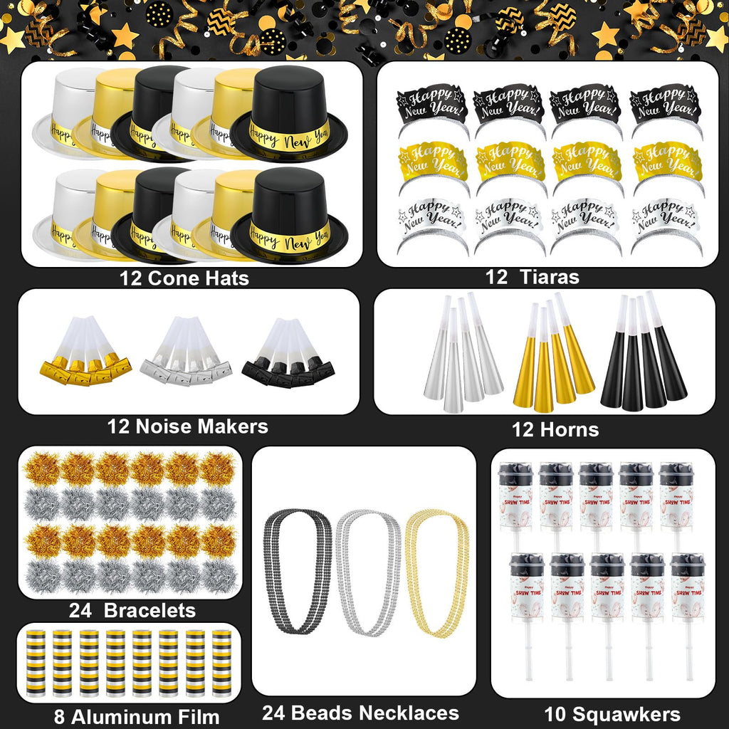 New Year's Eve Party Decoration Kit for 24 Guests 106 Piece Celebration Set