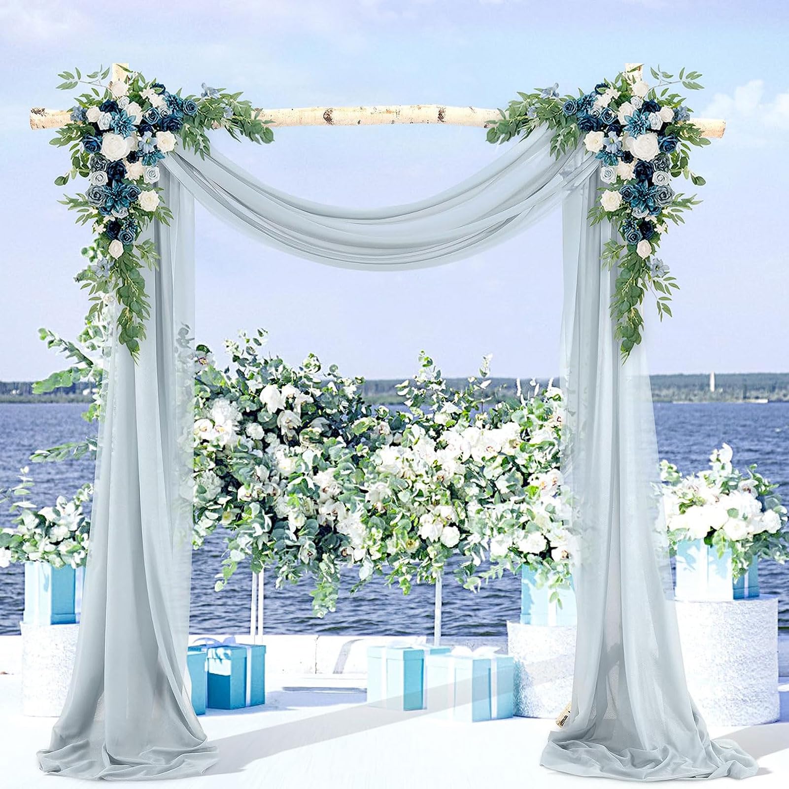 Extra Long Sheer Chiffon Backdrop Curtain 5 x 1000Cm Wedding Arch Drape
