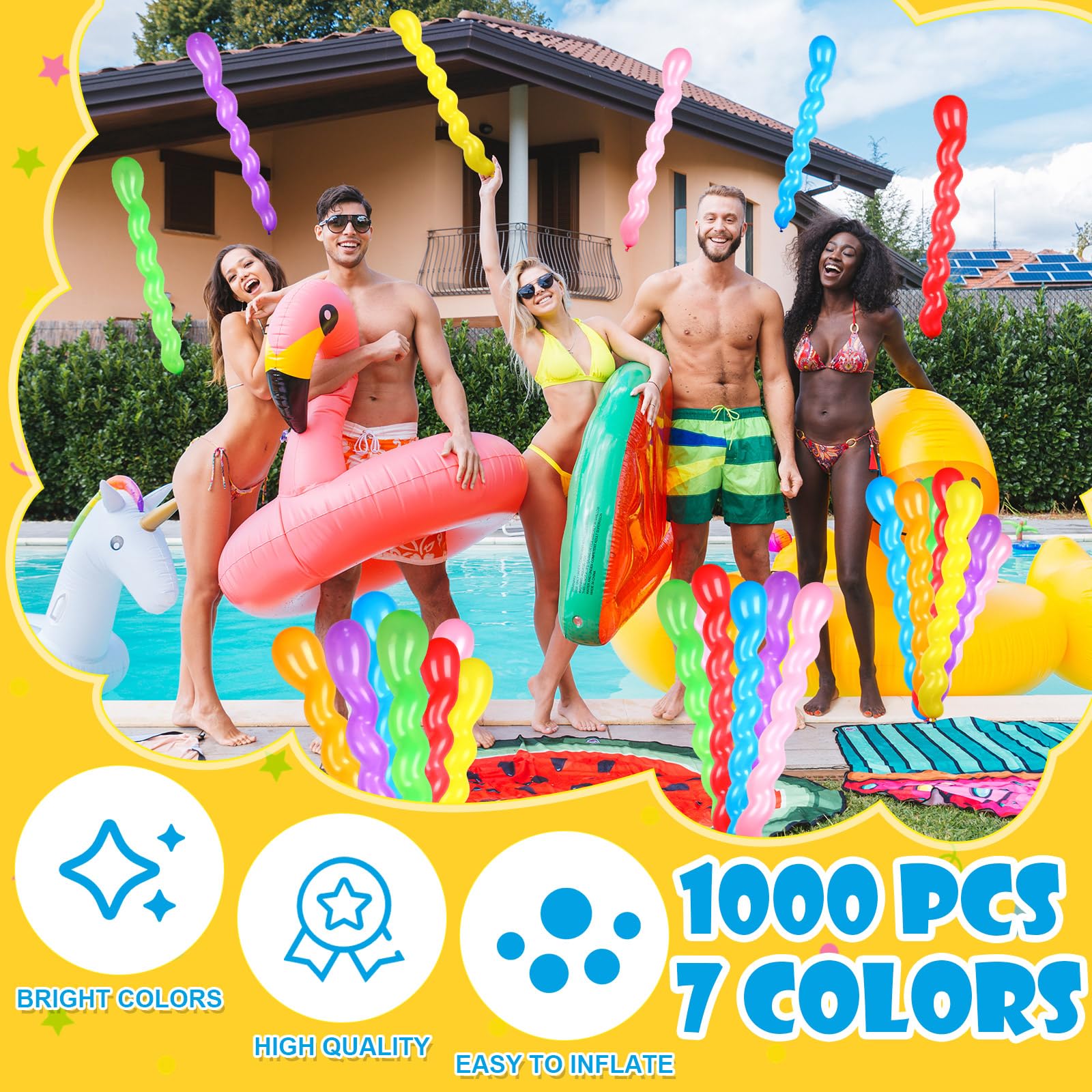 Long Twisting Latex Balloons 40 Inch Assorted Colors 1000 Pack