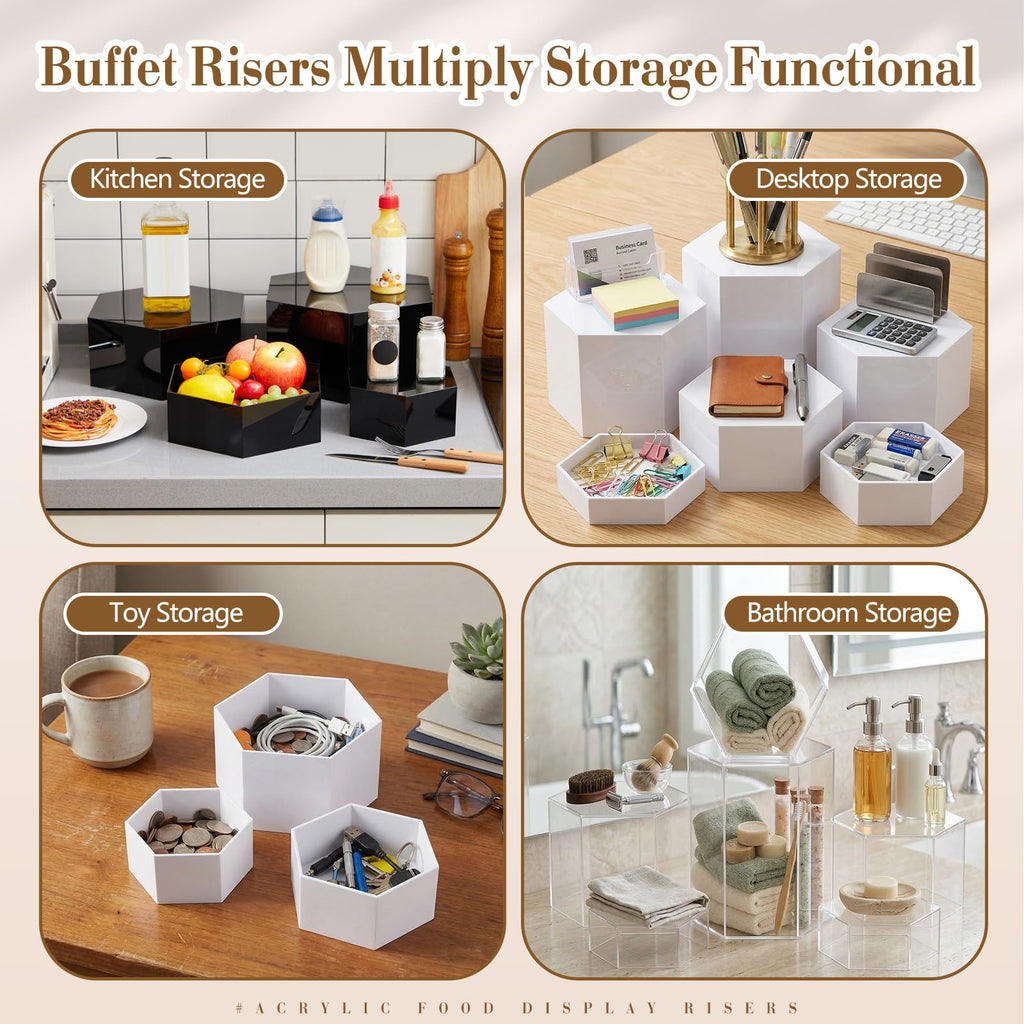 Acrylic Buffet Display Riser Set 7 Pcs Dessert Table Stand