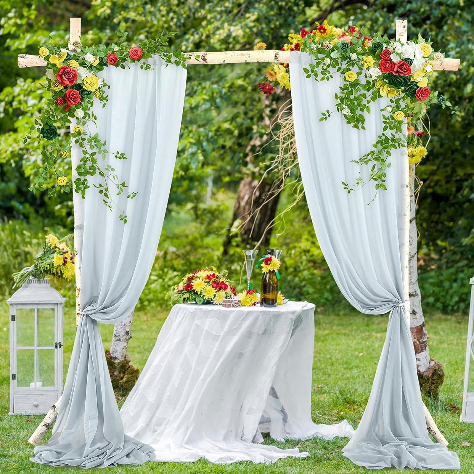 Extra Long Sheer Chiffon Backdrop Curtain 5 x 1000Cm Wedding Arch Drape