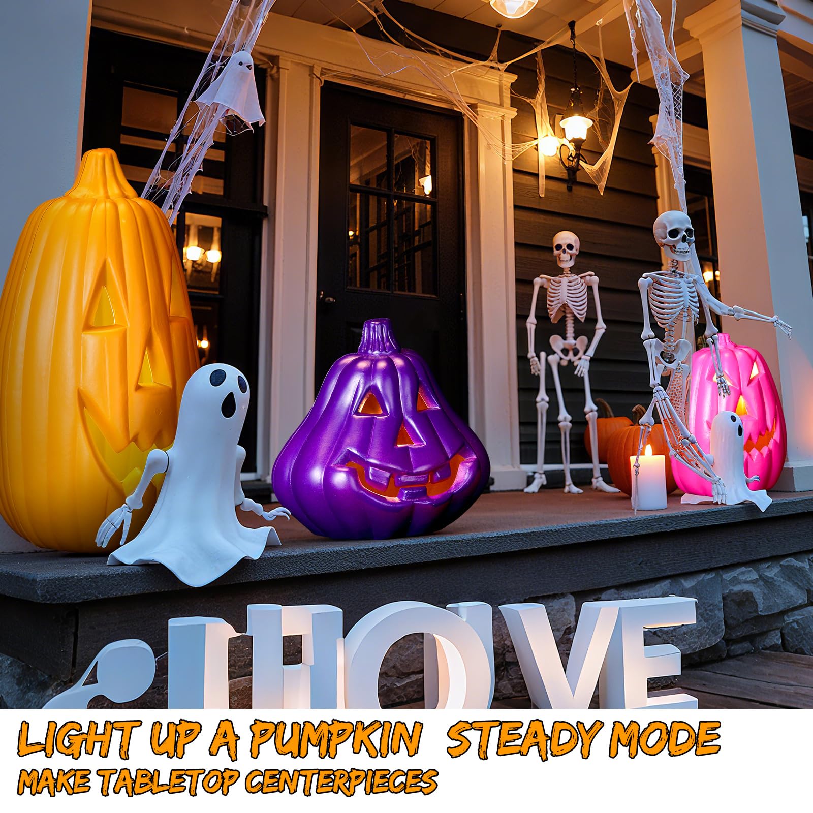 Tujoe Halloween Pumpkin Lantern Set Light up LED