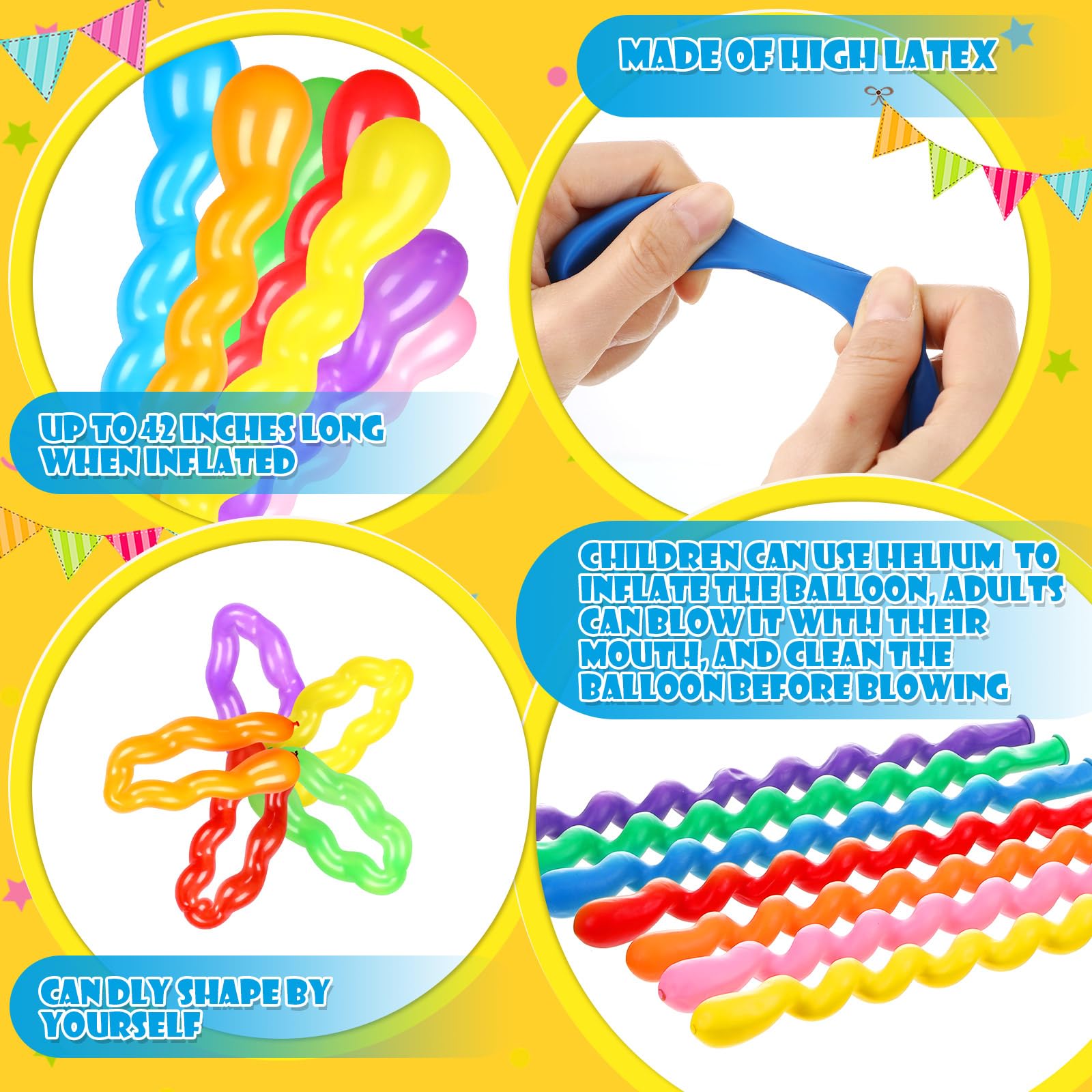 Long Twisting Latex Balloons 40 Inch Assorted Colors 1000 Pack